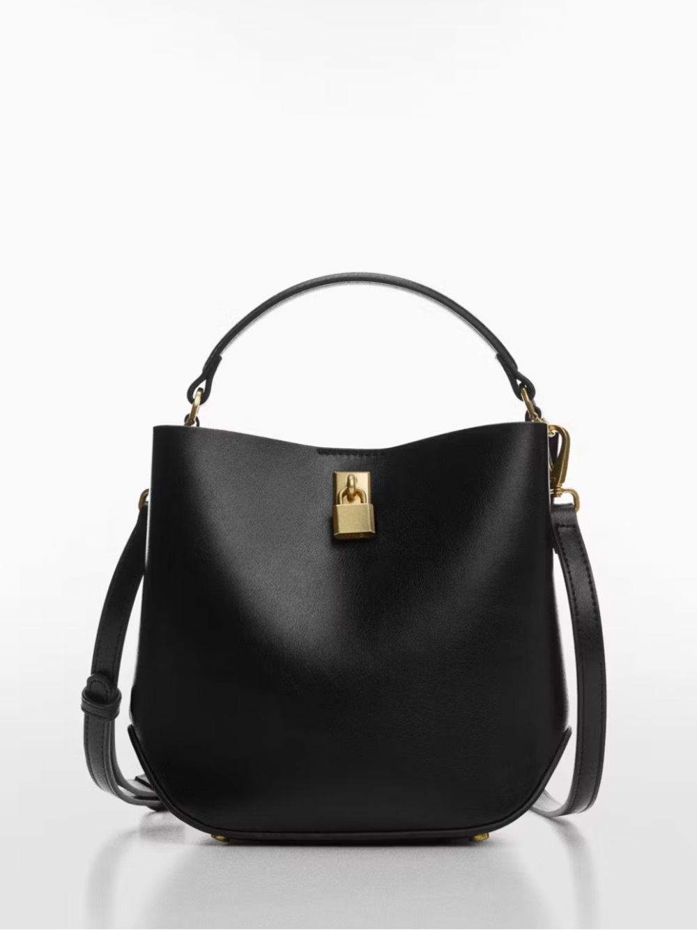 Mango MNG Mini Shopper with Rear Padlock Bag Black Minimalist Quiet Luxury Viral